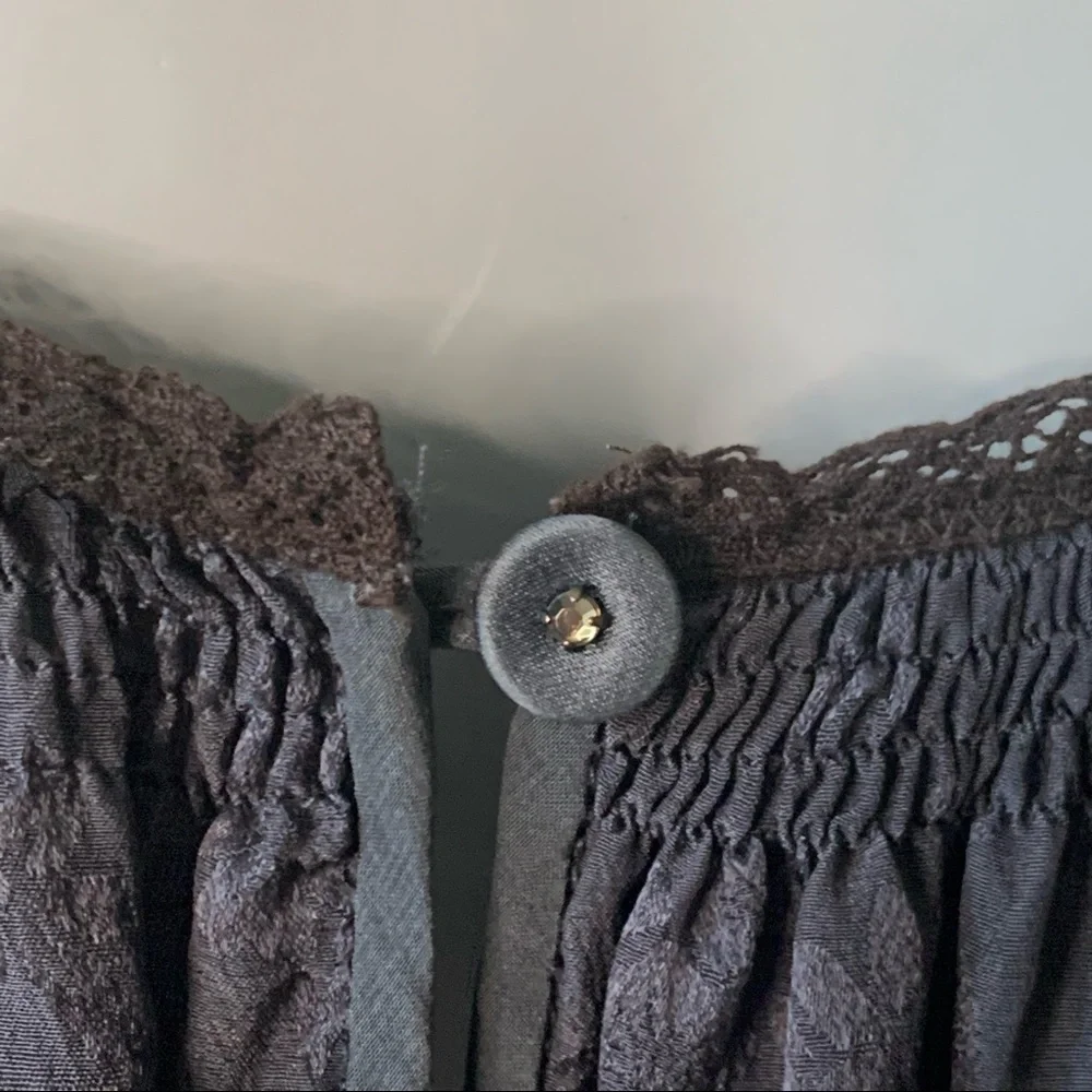 REBECCA TAYLOR 100% Silk Jacquard Blue Loose Fit Tank Size 8 - Picture 11 of 16